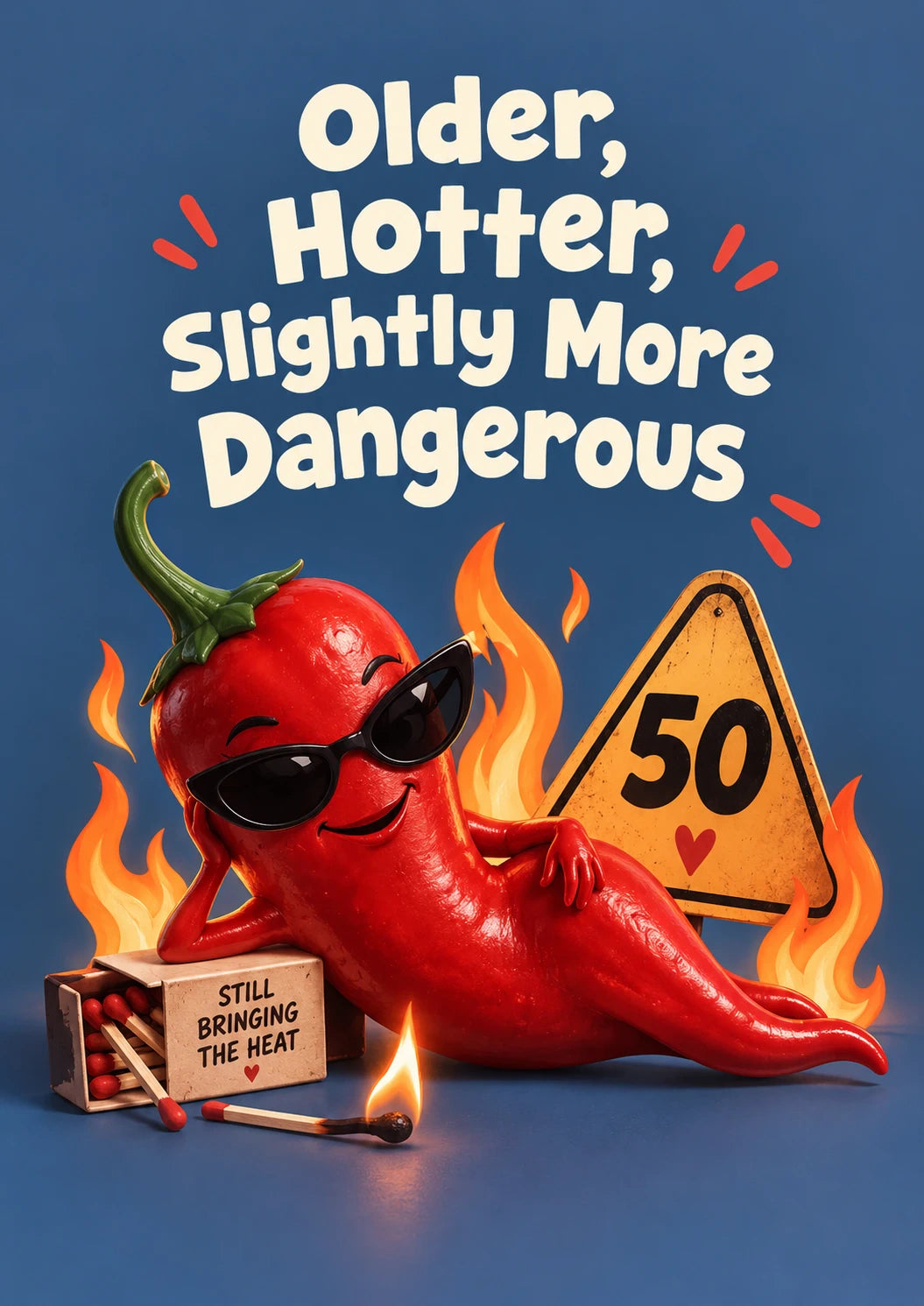 Funny Chilli Pepper Still Bringing the Heat 50th Birthday Card