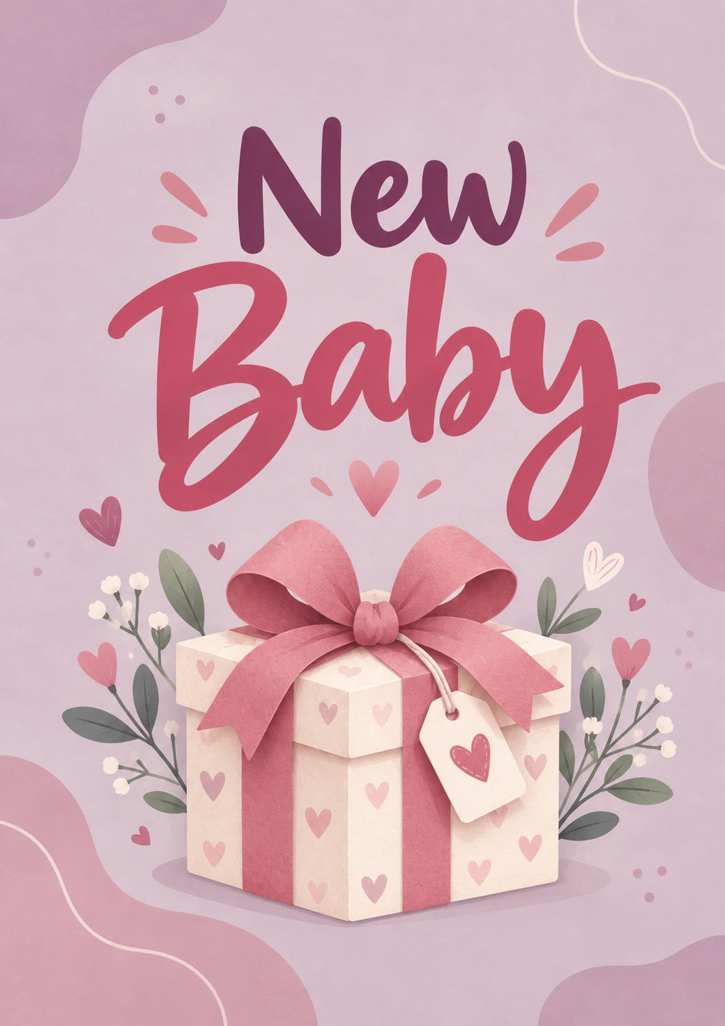 Pink Heart Gift Box New Baby Card for Granddaughter