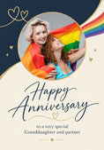 Load image into Gallery viewer, Rainbow Hearts Granddaughter and Partner Photo Upload Anniversary Card
