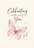 Load image into Gallery viewer, Watercolour Butterfly Celebrating Another Year Birthday Card for Her
