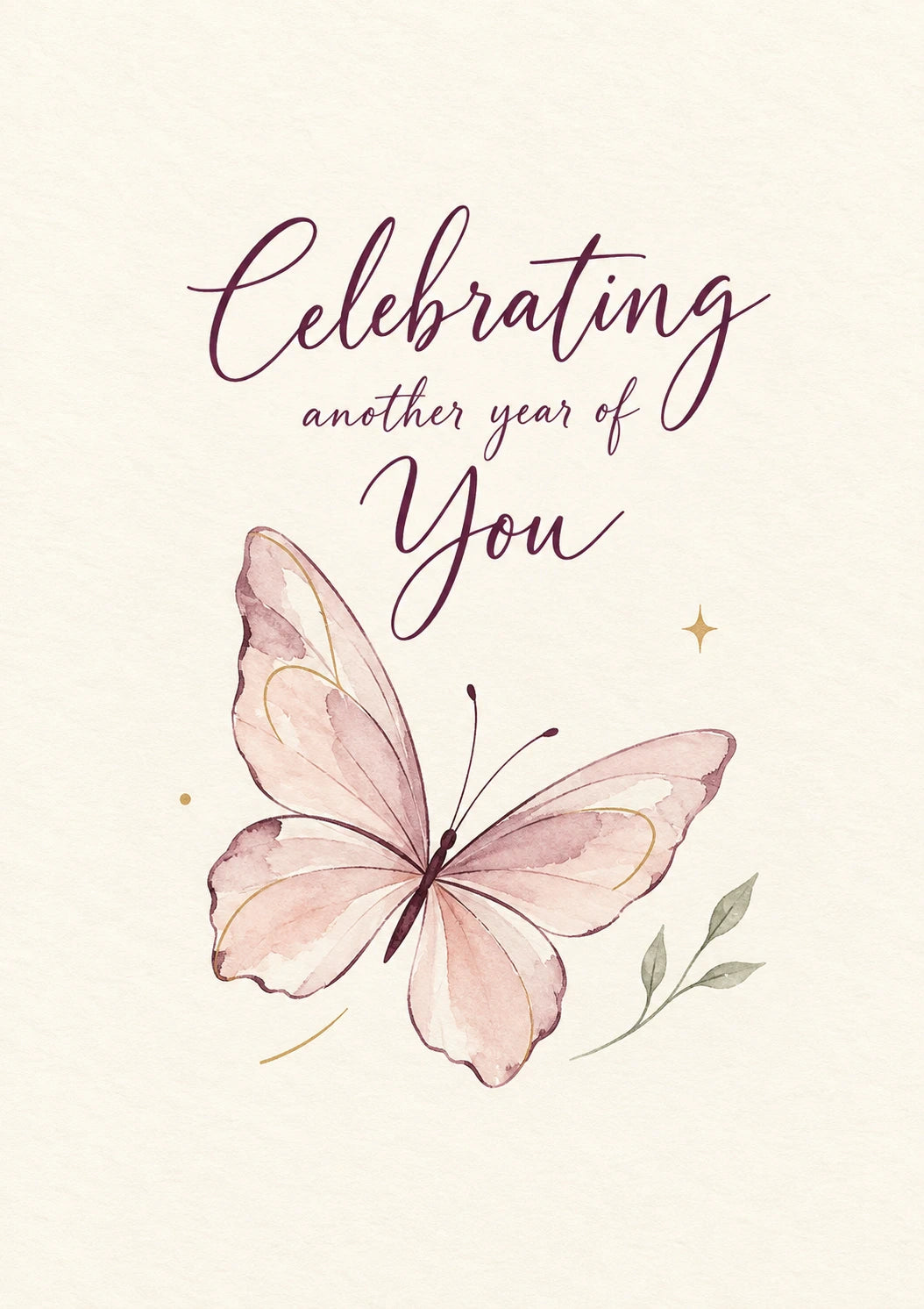 Watercolour Butterfly Celebrating Another Year Birthday Card for Her