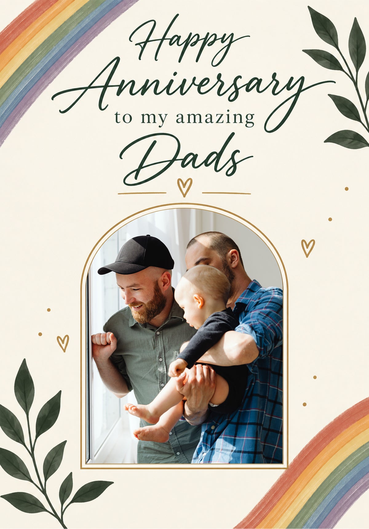 Rainbow Two Dads Photo Upload Anniversary Card
