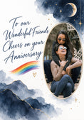 Load image into Gallery viewer, Celestial Rainbow Cheers Photo Upload Anniversary Card
