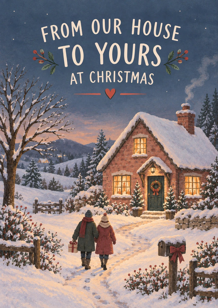 Cosy Snowy Cottage From Our House To Yours Christmas Card