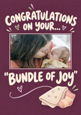 Load image into Gallery viewer, Funny Bundle of Joy Photo Upload New Baby Card for Best Friend

