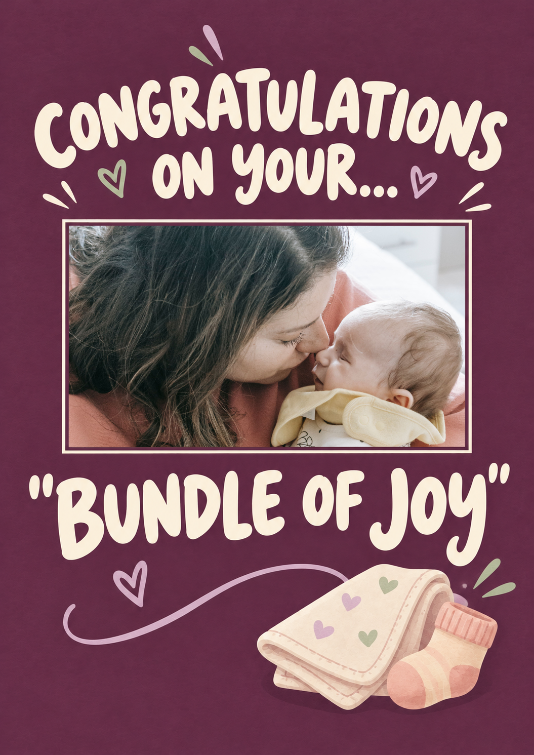 Funny Bundle of Joy Photo Upload New Baby Card for Best Friend