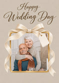 Load image into Gallery viewer, Happy Wedding Day Ribbon Bow Photo Upload Wedding Card
