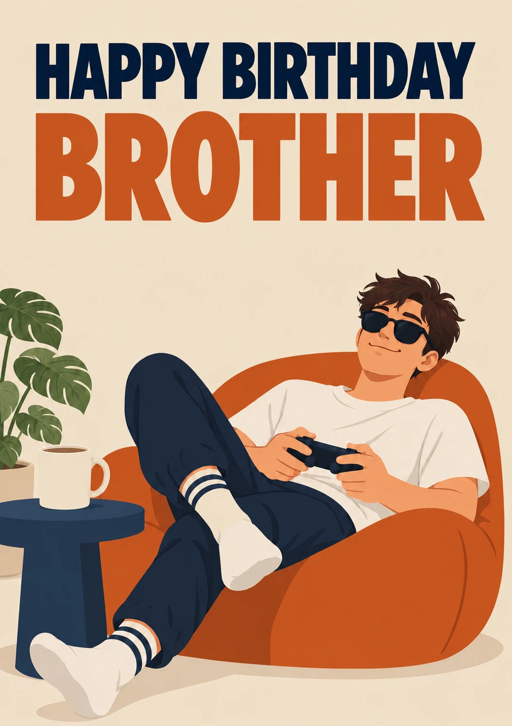Gamer Bean Bag Brother Birthday Card for Him