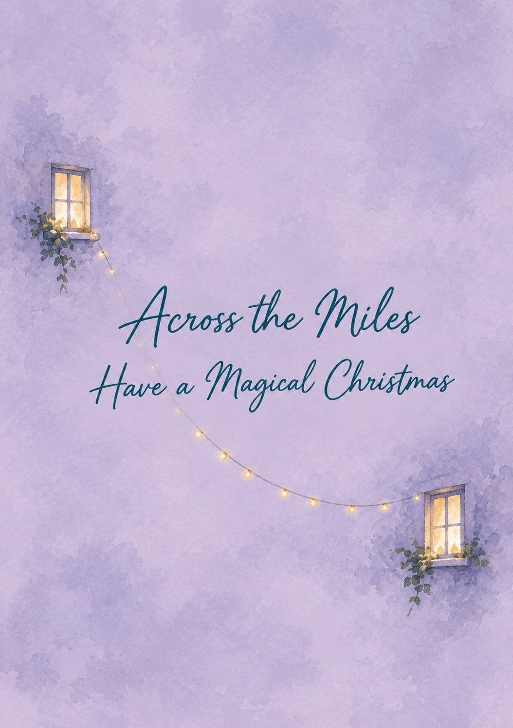 Across the Miles Fairy Lights Christmas Card for Cousin