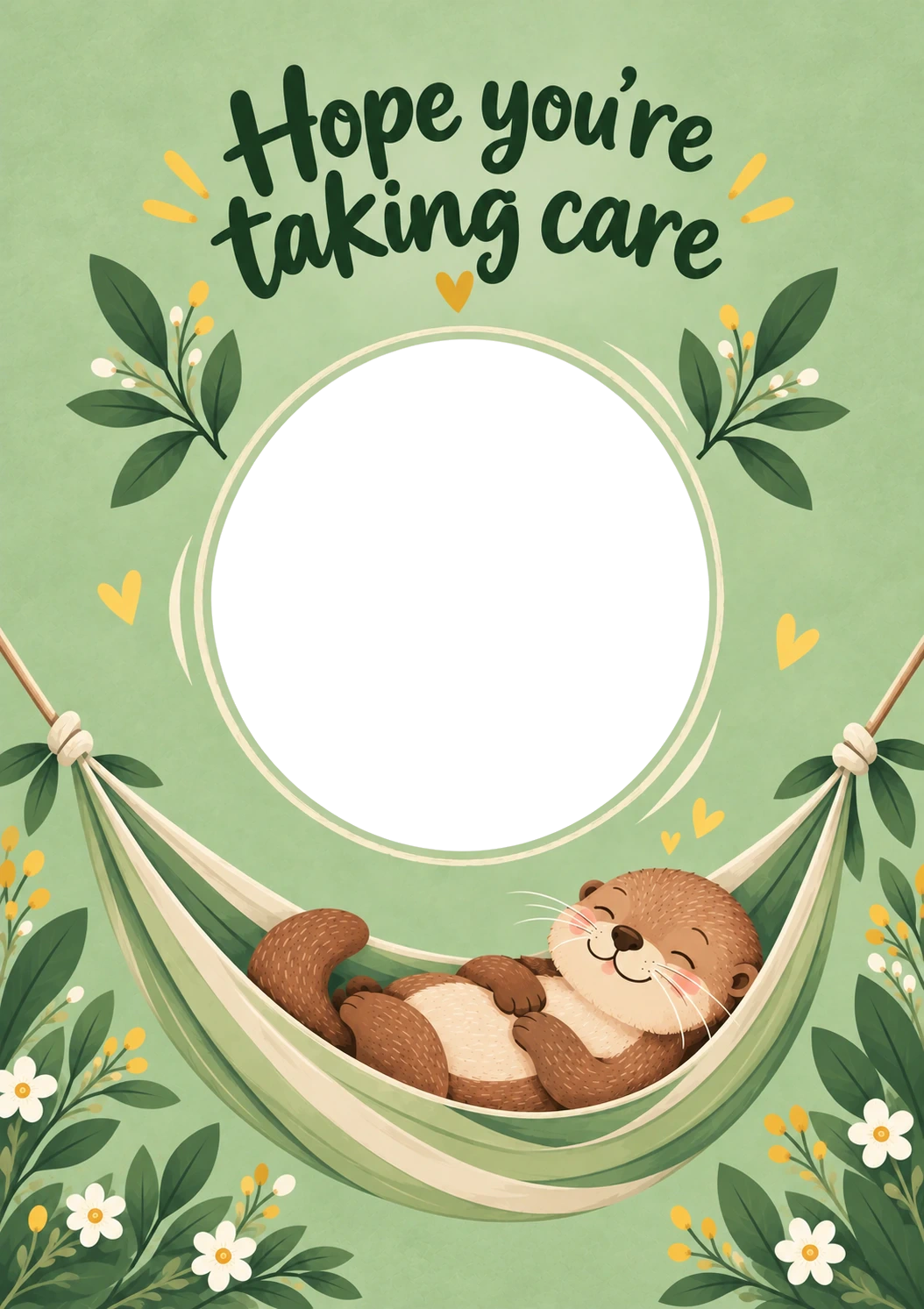 Relaxing Otter Hammock Photo Upload Get Well Soon Card for Niece