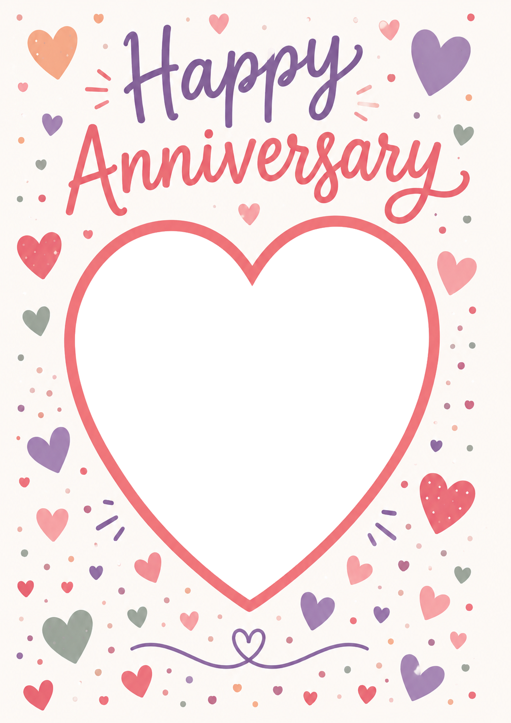 Colourful Hearts Scatter Photo Upload Anniversary Card