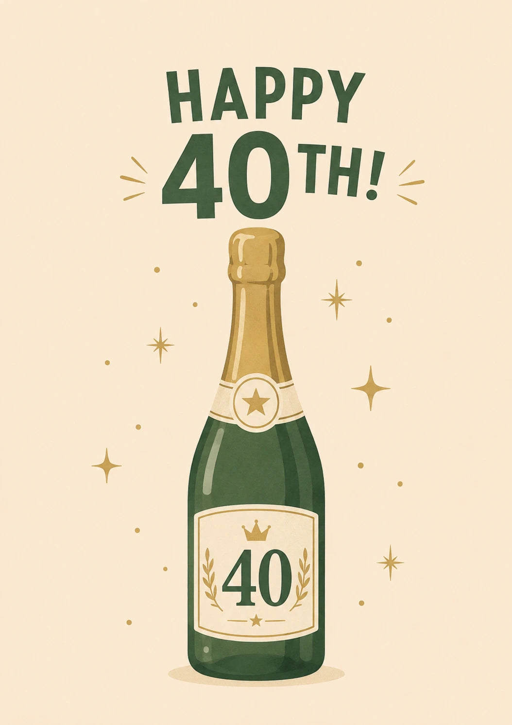 Champagne Bottle 40th Birthday Card