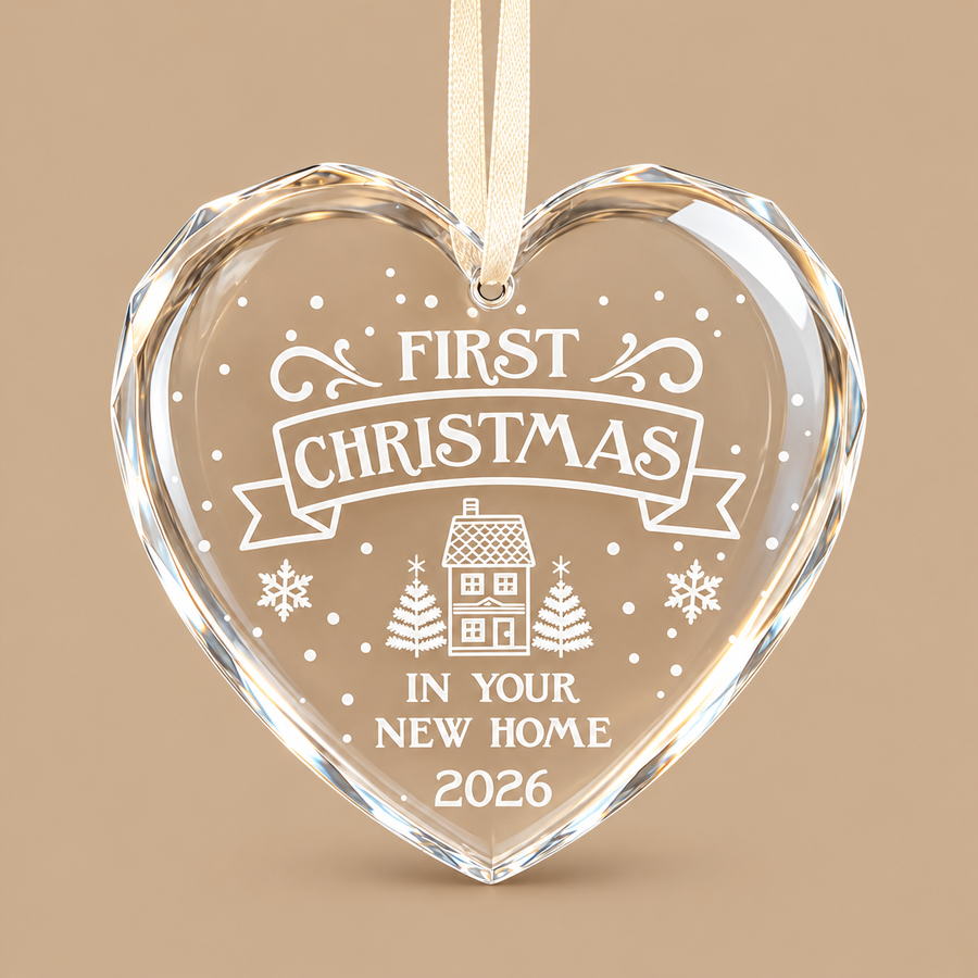 First Christmas Glass Heart Bauble