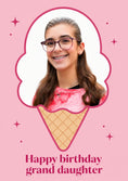 Load image into Gallery viewer, Pink Ice Cream Cone Photo Upload Birthday Card for Her
