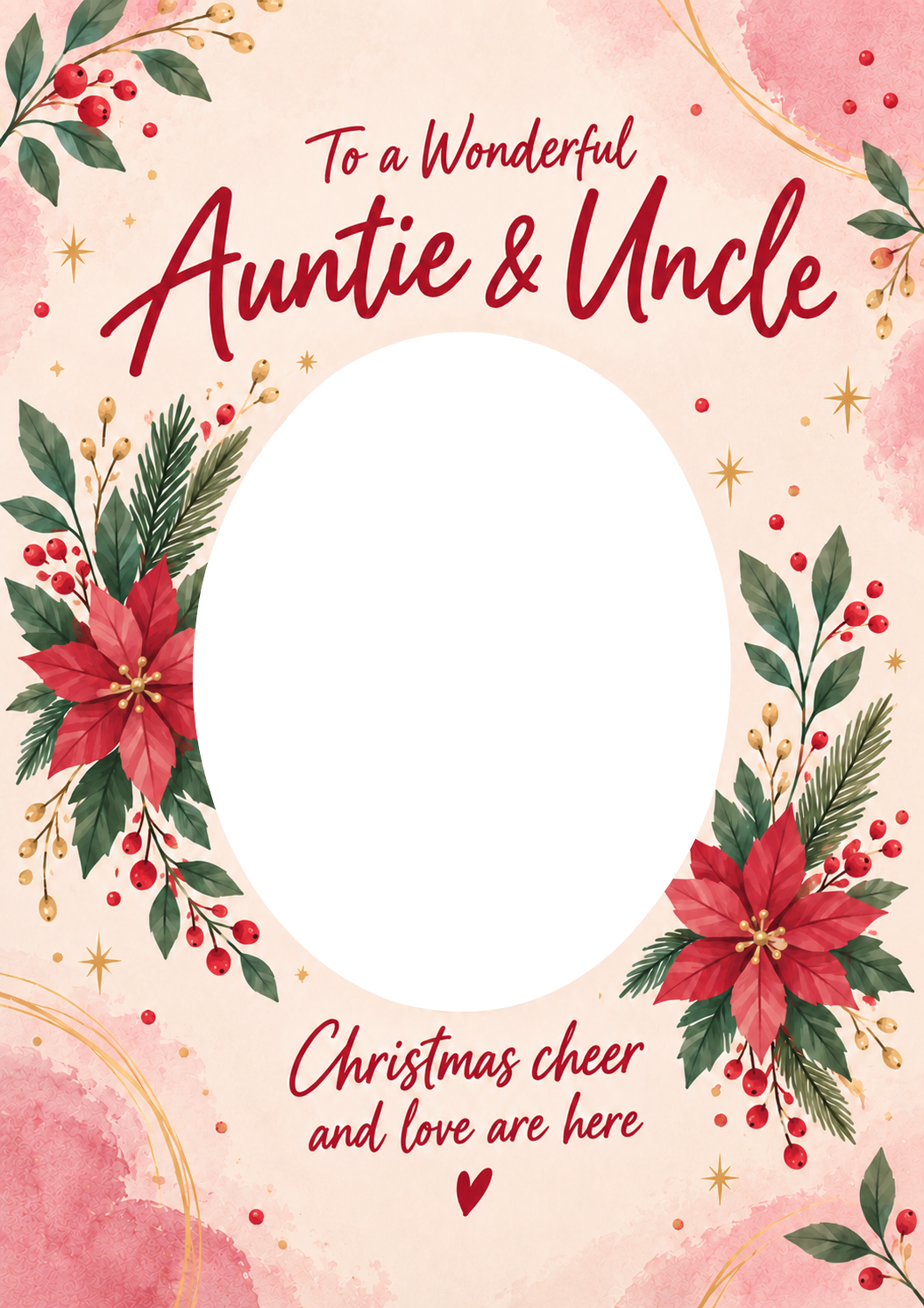 Uplifting Floral Poinsettia Photo Upload Christmas Card for Auntie & Uncle