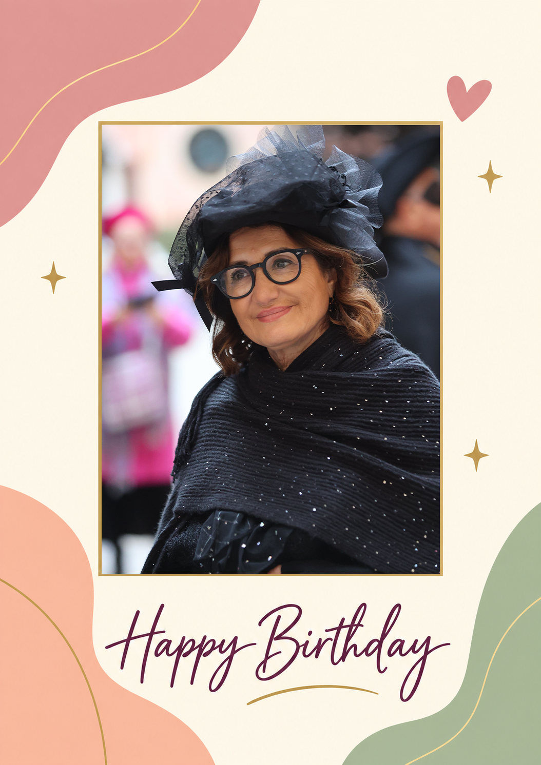 Boho Floral Abstract Godmother Photo Upload Birthday Card for Her