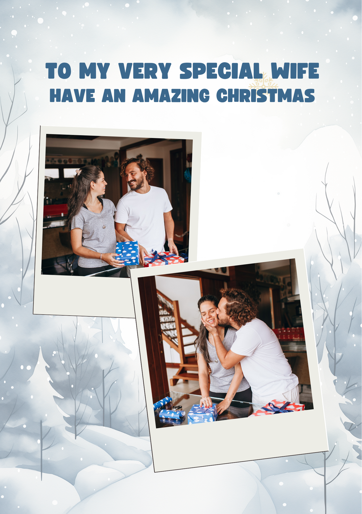 Winter Wonderland Wife Photo Upload Christmas Card for Her