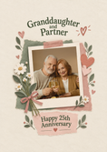 Load image into Gallery viewer, Granddaughter and Partner Scrapbook Photo Upload 25th Anniversary Card
