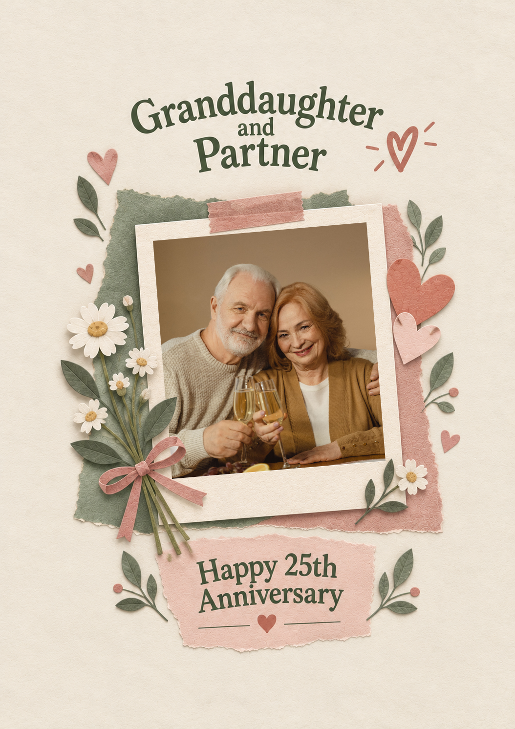 Granddaughter and Partner Scrapbook Photo Upload 25th Anniversary Card