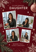 Load image into Gallery viewer, Red Festive Daughter Photo Upload Christmas Card for Her
