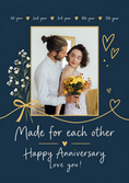 Load image into Gallery viewer, Made for Each Other Navy Floral Photo Upload Anniversary Card for Wife
