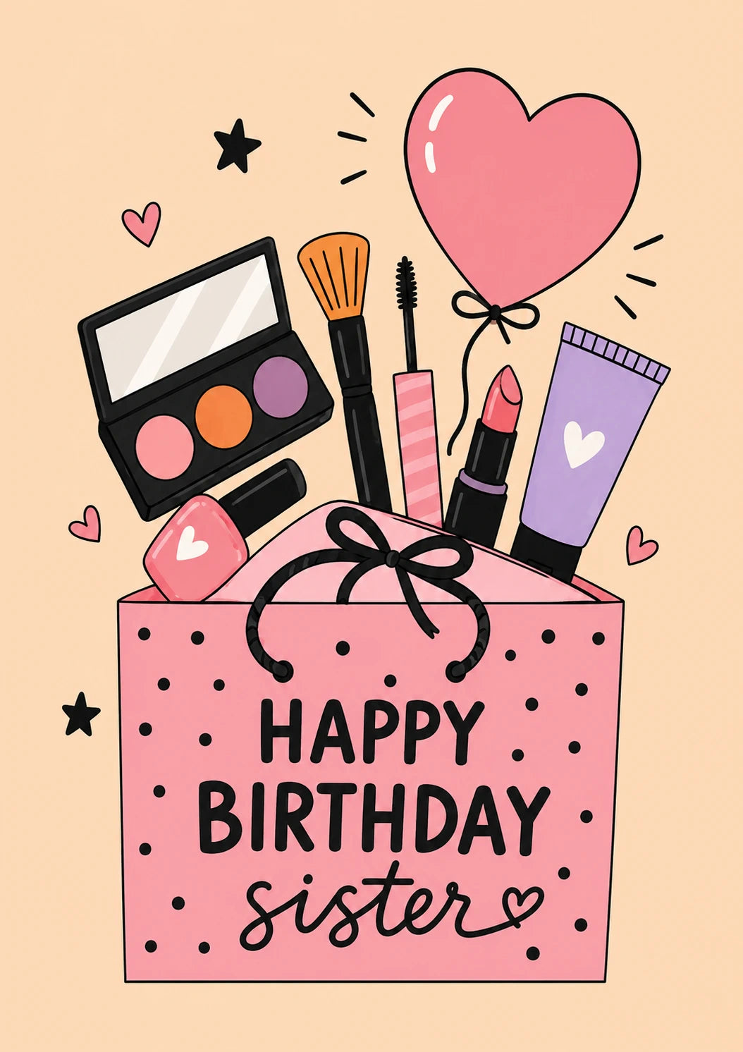 Beauty Makeup Gift Bag 14th Birthday Card for Her