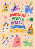 Load image into Gallery viewer, Cute Party Dogs Awesome People 8th Birthday Card
