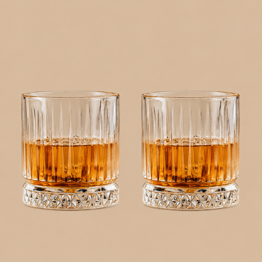 FLOW Barware Deco Crystal Whiskey Glasses Set of 2
