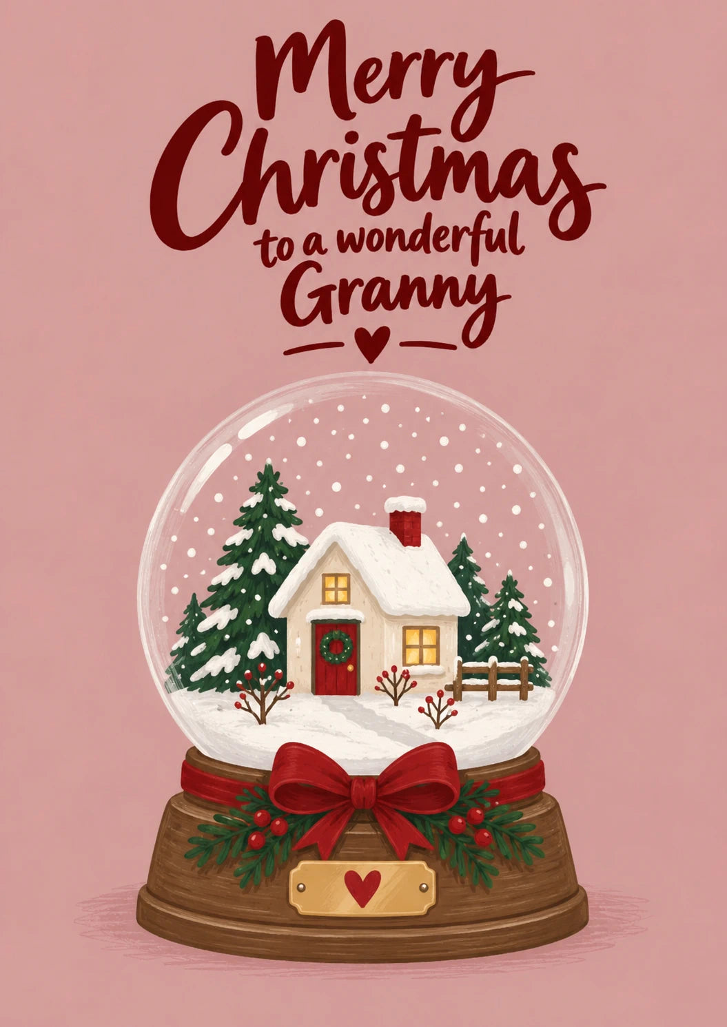 Snow Globe Cottage Scene Merry Christmas Card for Her