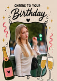 Load image into Gallery viewer, Cheers To Your Birthday Champagne Photo Upload Birthday Card for Her
