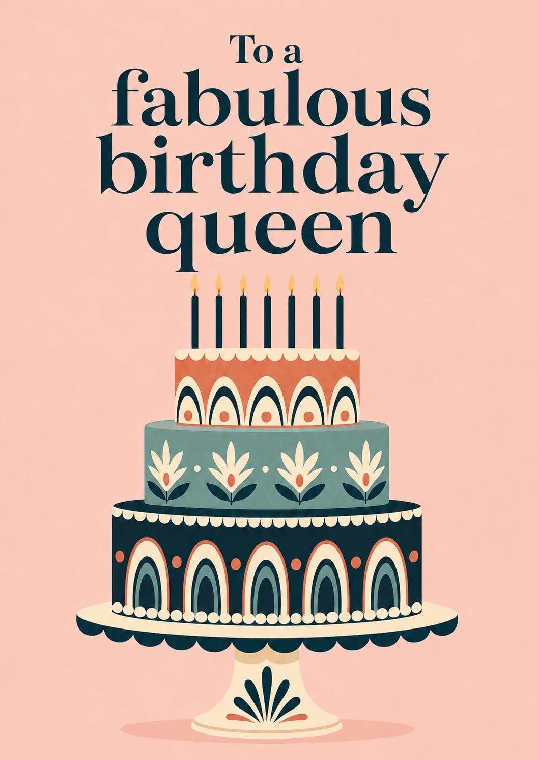 Fabulous Birthday Queen Tiered Cake 75th Birthday Card for Her