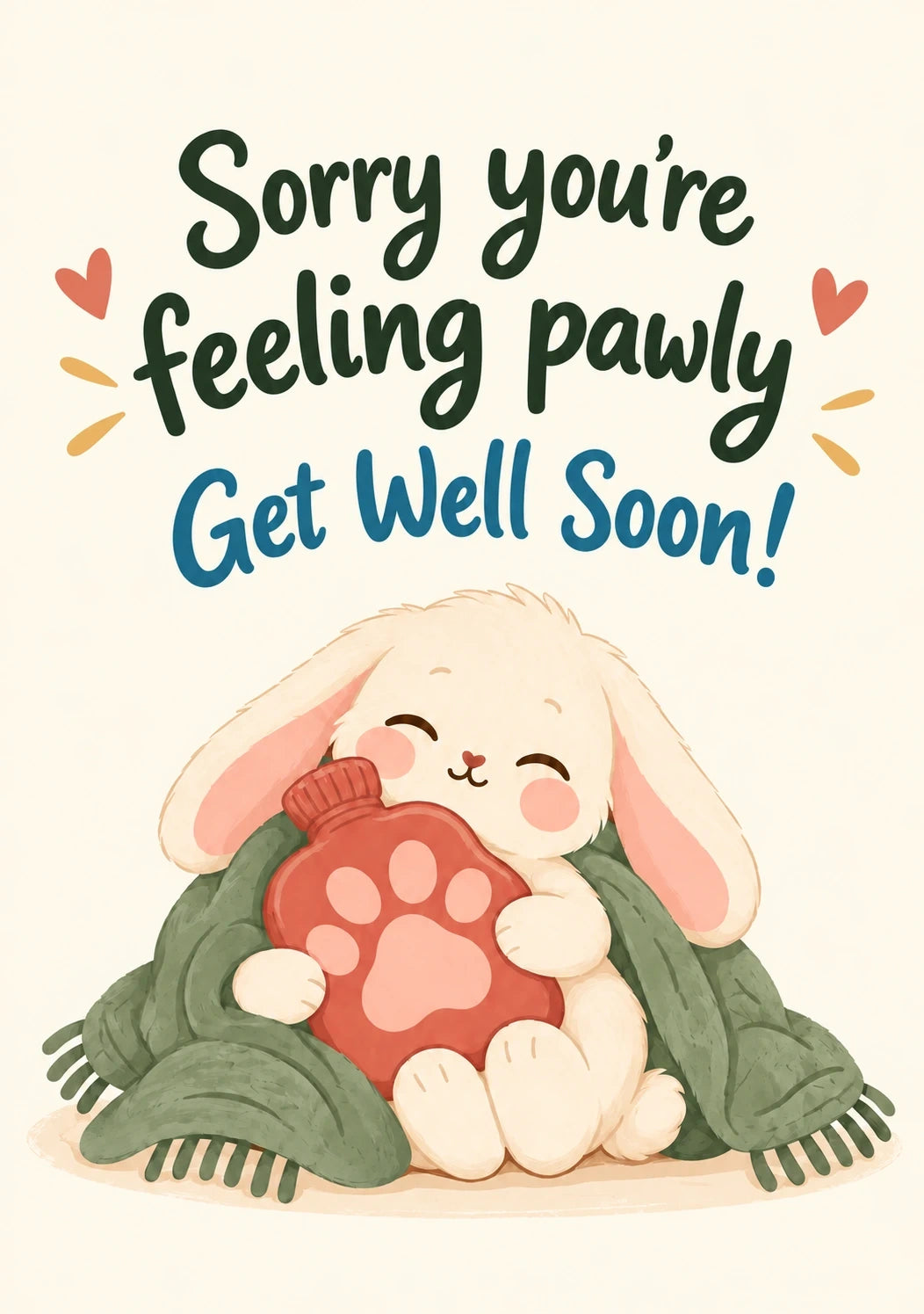 Get well soon! - Personalised Card — with punch holes
