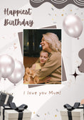 Load image into Gallery viewer, Rose Gold Balloons I Love You Mum Photo Upload Birthday Card for Her
