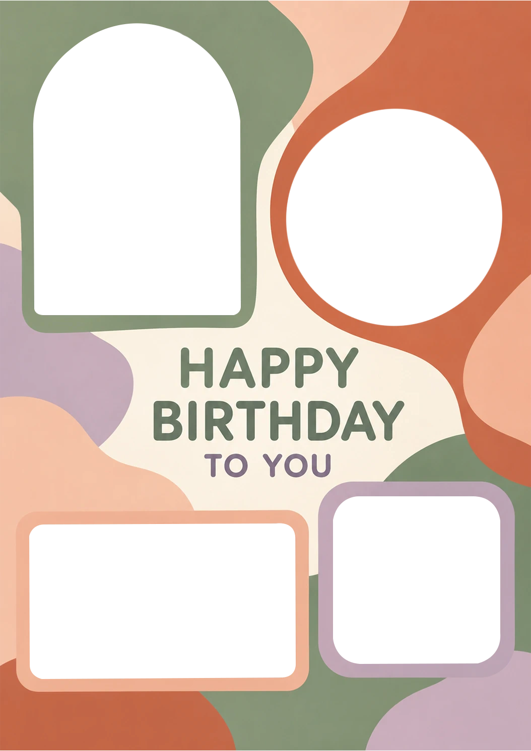Boho Abstract Shapes Photo Upload Birthday Card