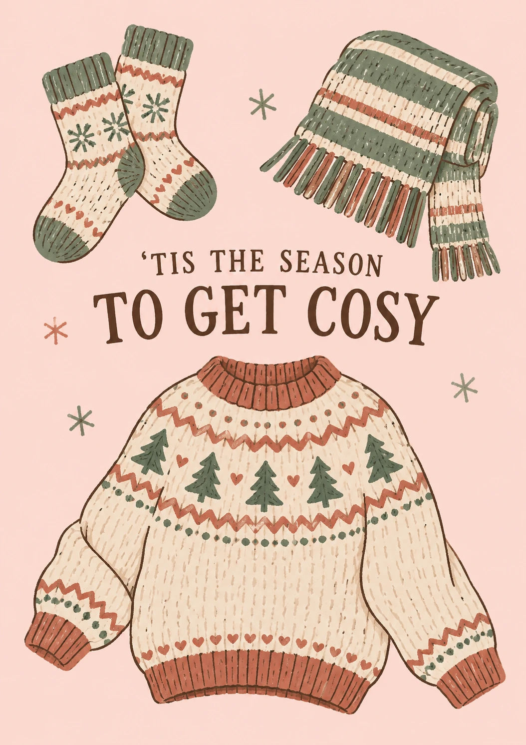 Cosy Knitted Christmas Jumper and Socks Birthday Card for Her
