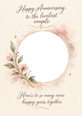 Load image into Gallery viewer, Blush Floral Frame Photo Upload Anniversary Card
