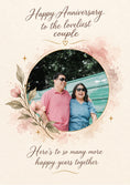 Load image into Gallery viewer, Blush Floral Frame Photo Upload Anniversary Card
