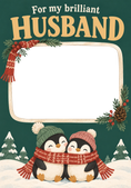 Load image into Gallery viewer, Cute Penguins Sharing Scarf Photo Upload Christmas Card for Him

