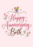 Load image into Gallery viewer, Rainbow Heart Floral Happy Anniversary Card for Both
