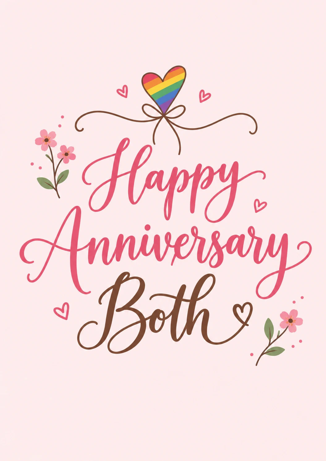 Rainbow Heart Floral Happy Anniversary Card for Both