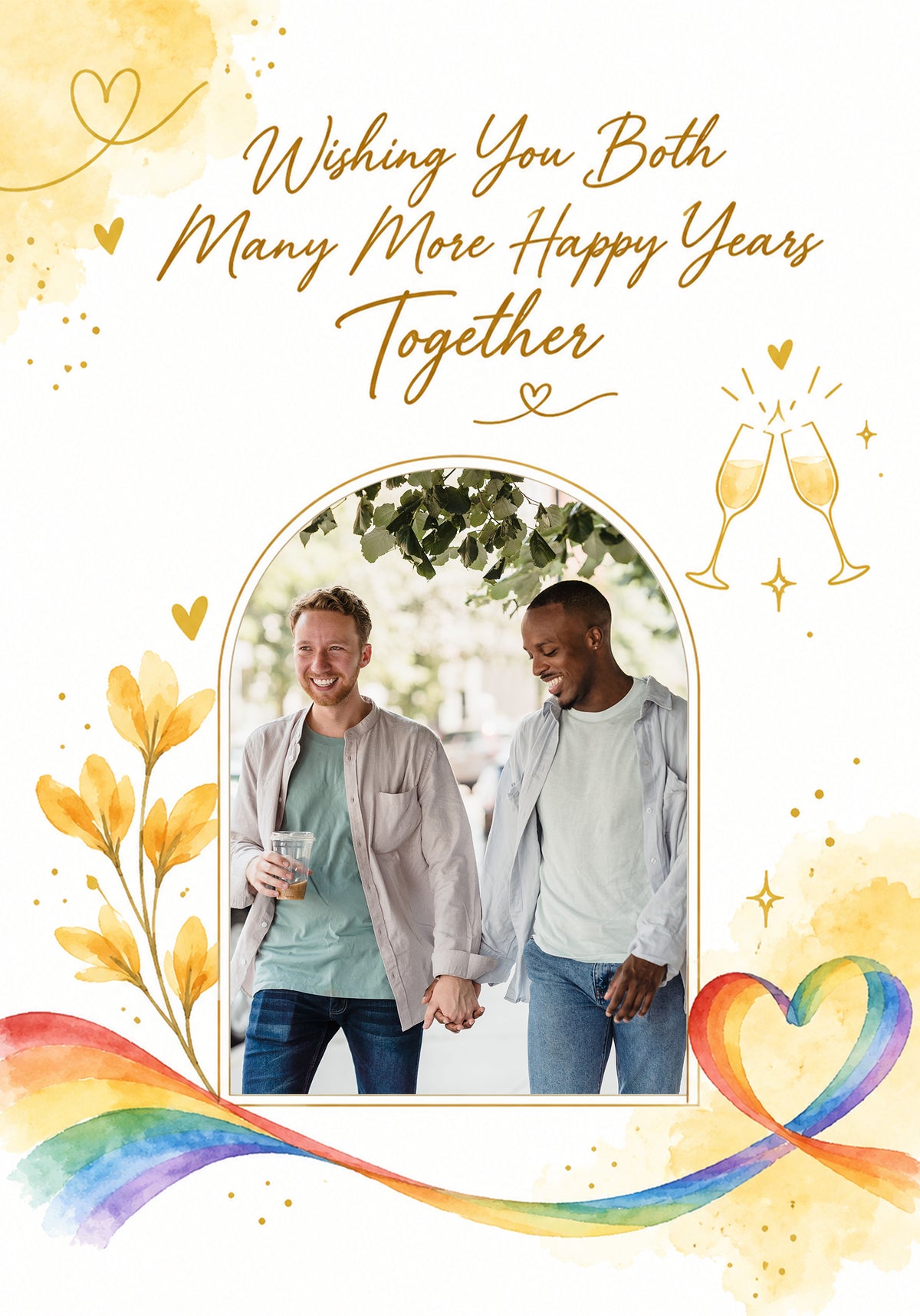 Rainbow Heart Pride Photo Upload Anniversary Card