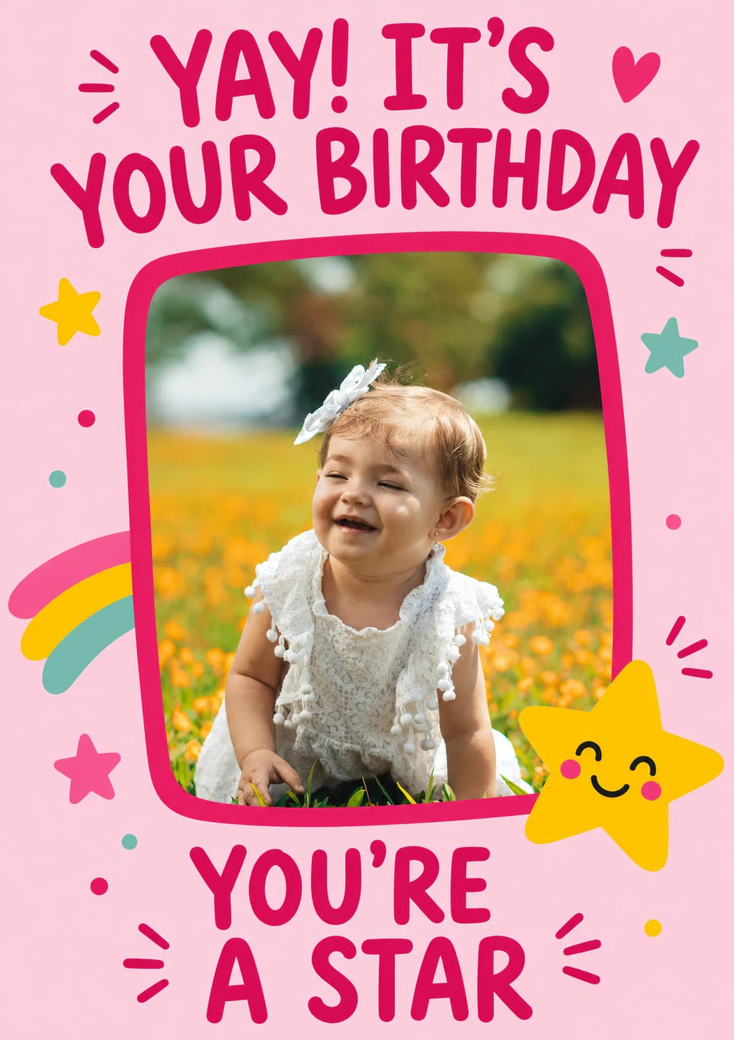 You're a Star Rainbow Photo Upload Birthday Card for Her