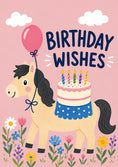 Load image into Gallery viewer, Cute Horse and Cake 6th Birthday Card for Her

