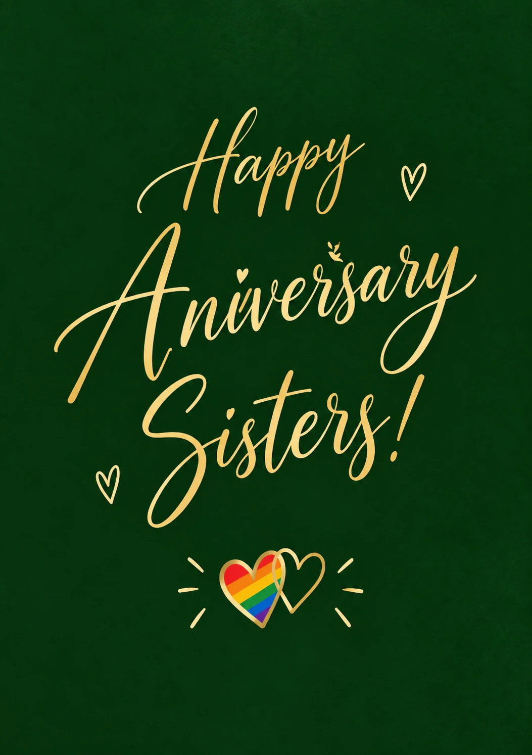 Happy Anniversary Sisters LGBTQ+ Rainbow Hearts Card for Her