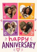 Load image into Gallery viewer, Colourful Hearts Four Photo Upload Anniversary Card
