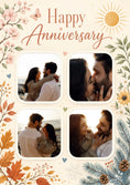 Load image into Gallery viewer, Four Seasons Floral Four Photo Upload Anniversary Card
