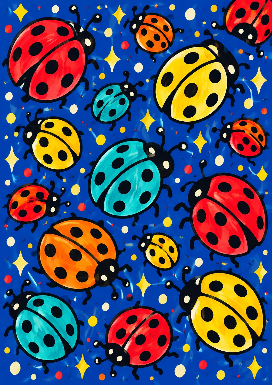 Colourful Ladybird Pattern Kids For Kid Birthday Card