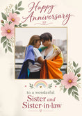 Load image into Gallery viewer, Pink Floral Sister and Sister-in-Law Photo Upload Anniversary Card
