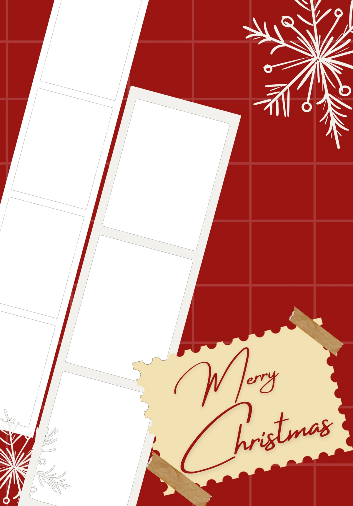 Red Photobooth Strip Photo Upload Christmas Card