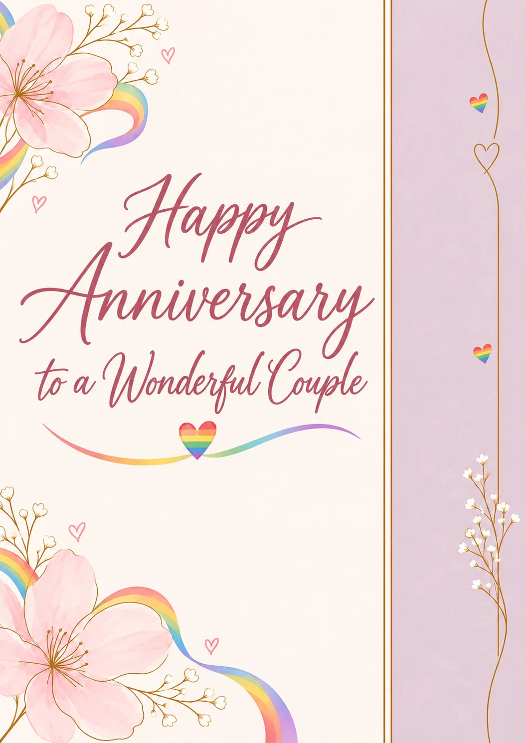 Rainbow Heart Floral LGBTQ+ Anniversary Card